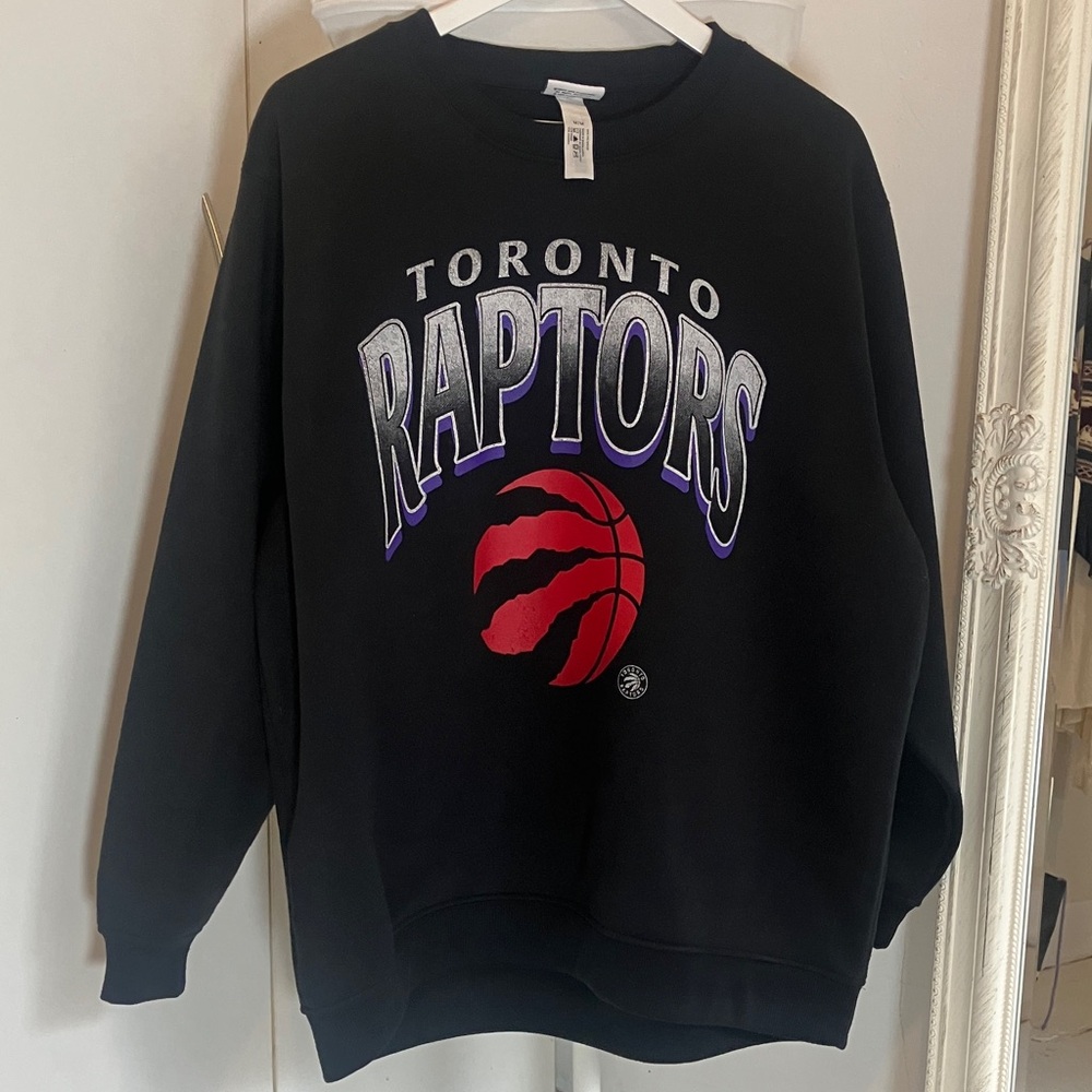 NBA Toronto Raptors Black and Red Crewneck Sweatshirt